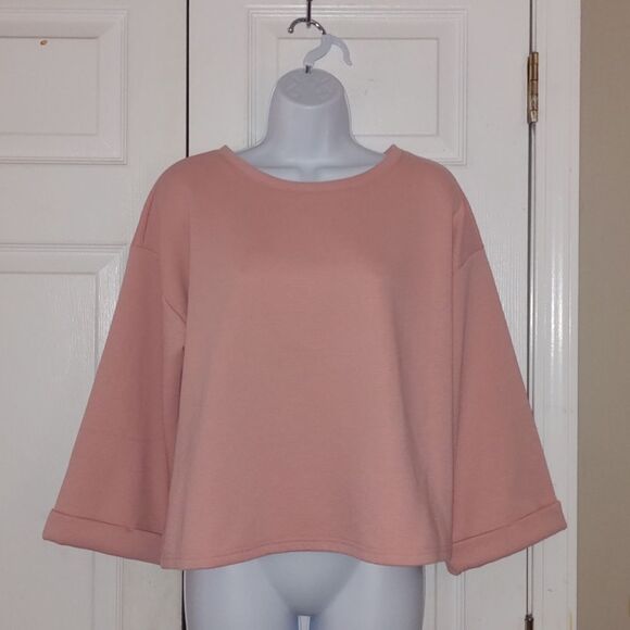 Est 1946 pink oversized ribbed sweatshirt style top soft inside  Sz XS - Picture 1 of 4